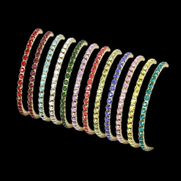 Blue Aquamarine CZ 18K Gold Stainless Steel Tennis Bracelet March Birthstone - Picture 5 of 6